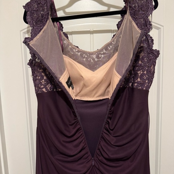 Xscape Plum Lace Evening Gown – Size 16W - Picture 6 of 6